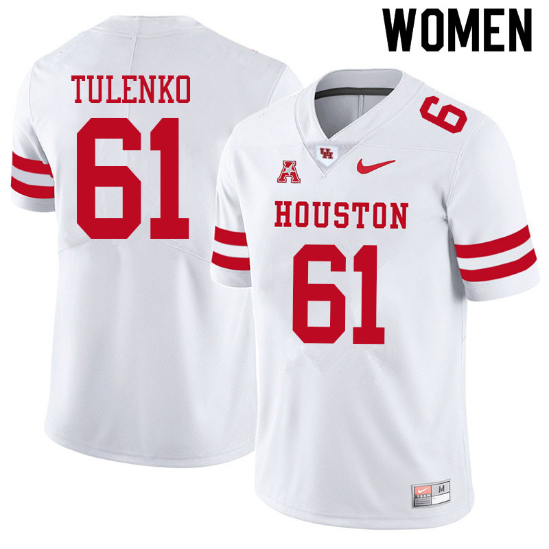 Women #61 Michael Tulenko Houston Cougars College Football Jerseys Sale-White - Click Image to Close